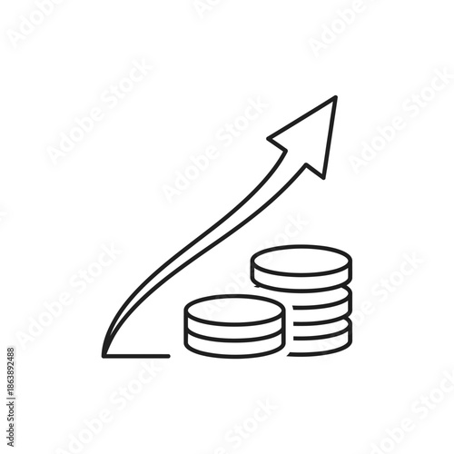 Business Growth Concept with Increasing Stock Market Graph and Coins Illustration