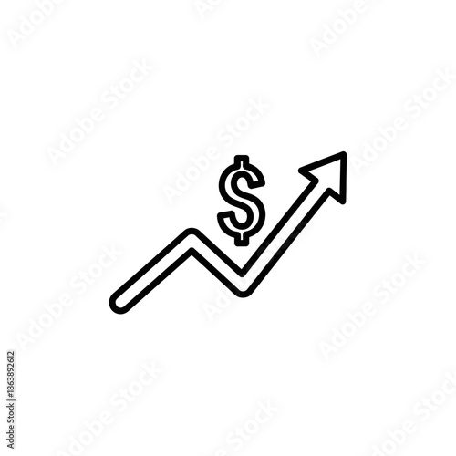 Business Growth Growth Chart with Arrow and Dollar Sign for Financial Success