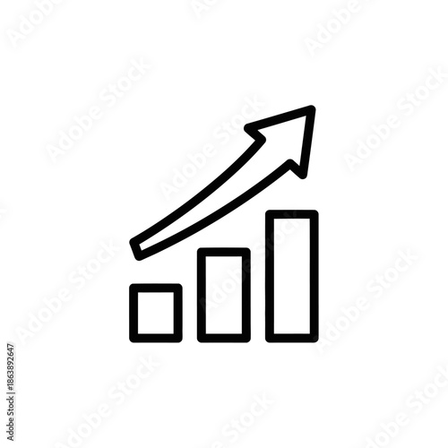 Business Growth Icon with Bar Chart and Upward Arrow for Success