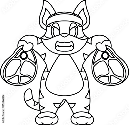 Tiger Bodybuilder Dumbbells Bodybuilding Animal Vector Graphic Art Illustration