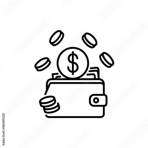 Finance and Money Management Illustration with Wallet and Coins