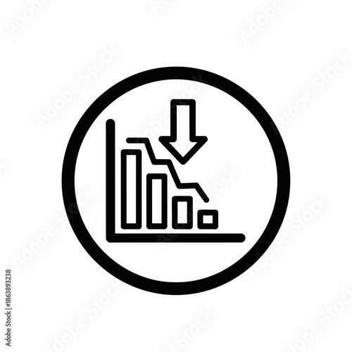 Digital Market Decline Chart Showing Business Performance Drop