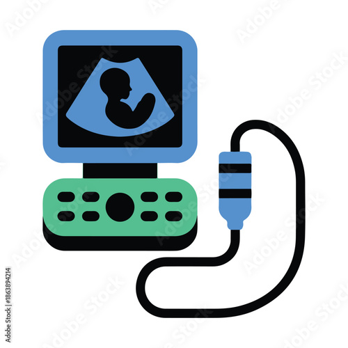 Ultrasound machine displaying baby image