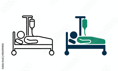 Hospital beds with medical equipment