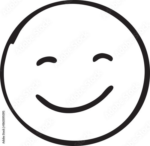 Hand-drawn smiley face icon simple doodle illustration for positive emotion and happiness concept isolated on white background