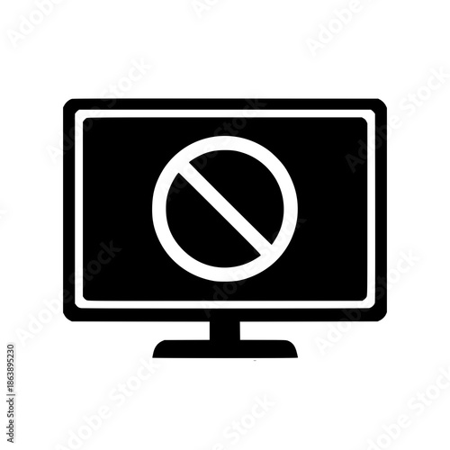 vector computer icon monitor with email symbol no spam sign 