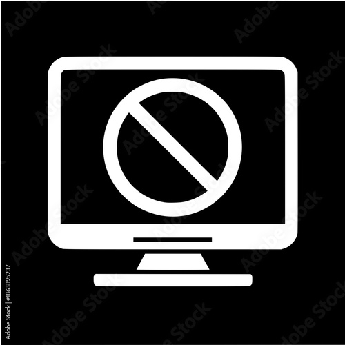 vector computer icon monitor with email symbol no spam sign 
