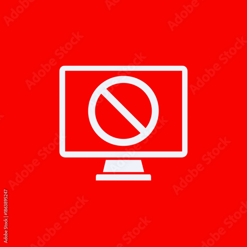 vector computer icon monitor with email symbol no spam sign 