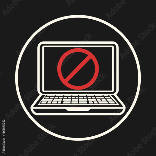 vector computer icon monitor with email symbol no spam sign 