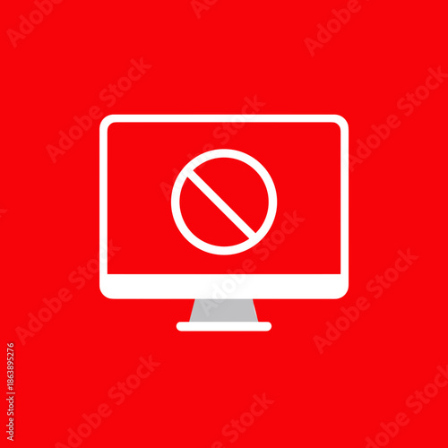 vector computer icon monitor with email symbol no spam sign 