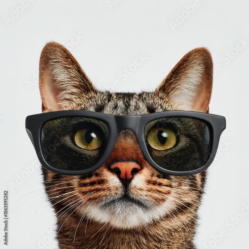 Curious cat in glasses peeking through arm cozy home photography indoor close-up whimsy