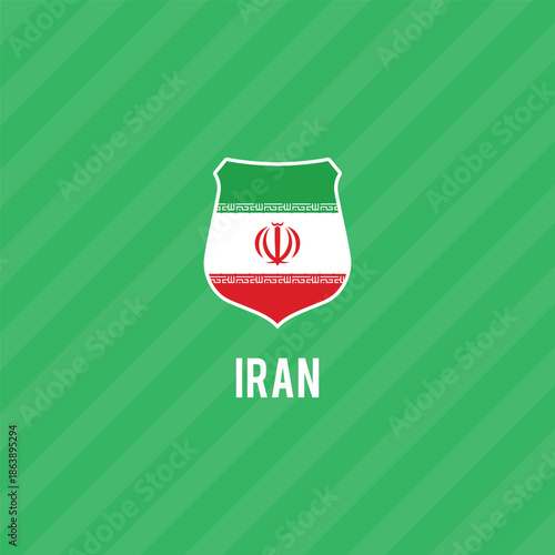 The flag of Iran. Flag icon. Standard color. Standard size. A rectangular flag. Computer illustration. Digital illustration. Vector illustration.