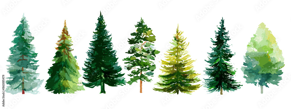 Obraz premium christmas trees isolated on white