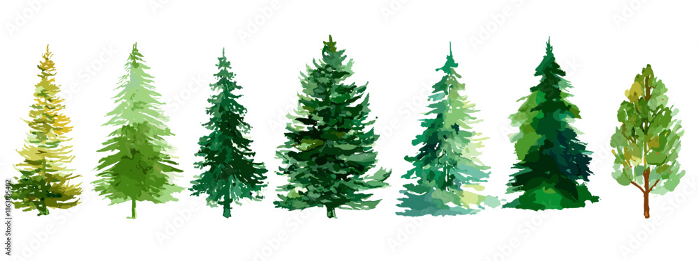 Fototapeta premium christmas trees isolated on white