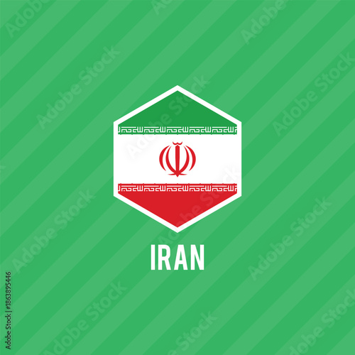 The flag of Iran. Flag icon. Standard color. Standard size. A rectangular flag. Computer illustration. Digital illustration. Vector illustration.