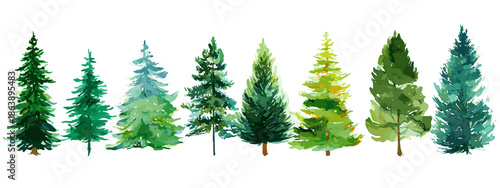 christmas trees isolated on white