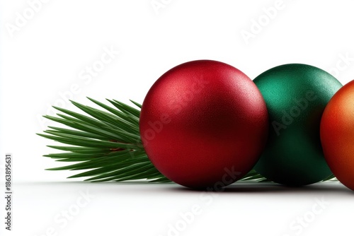 Digital illustration of christmas ornaments against a white background - festive display