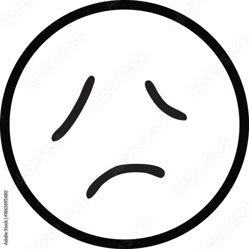 Sad face emoji simple hand-drawn illustration representing negative emotion perfect for social media and communication apps