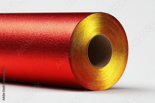 Unique textures of festive aluminum foil roll in a vibrant macro photography studio