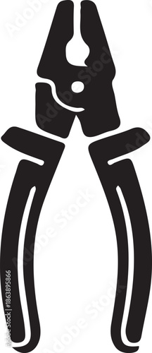 Black and White Pliers with Open Jaws and Circular Handle Holes tool