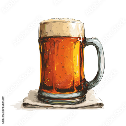 glass of beer isolated vecor illustration 