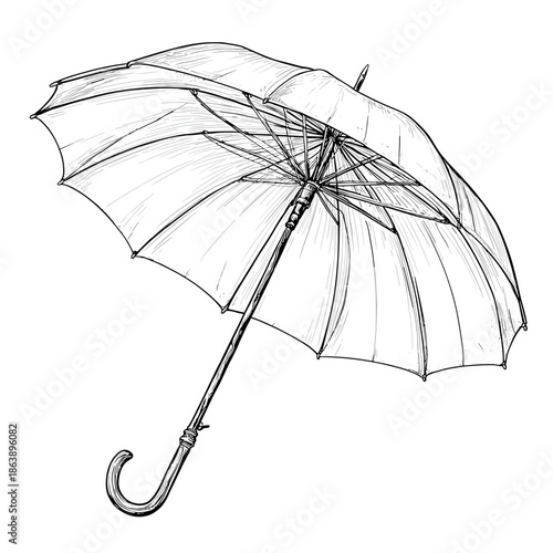 black umbrella isolated on white hand drawn vector illustration 
