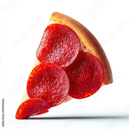 Delicious slices of pepperoni pizza on white background for food photography