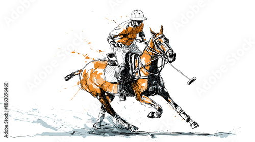 abstract vector illustration of polo game horse riding 