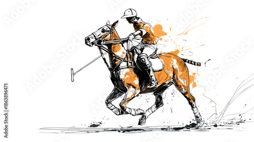 abstract vector illustration of polo game horse riding 