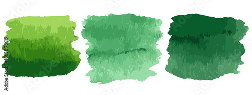 set of green watercolor hand drawn watercolor splashes