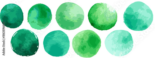 set of green watercolor hand drawn watercolor splashes