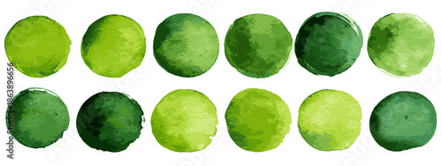 set of green watercolor hand drawn watercolor splashes