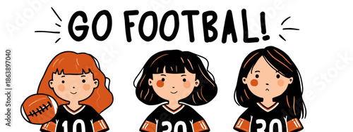 go football vector big banner with girls and ball appeal to sport 