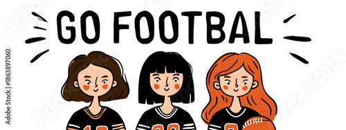 go football vector big banner with girls and ball appeal to sport 