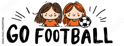 go football vector big banner with girls and ball appeal to sport 