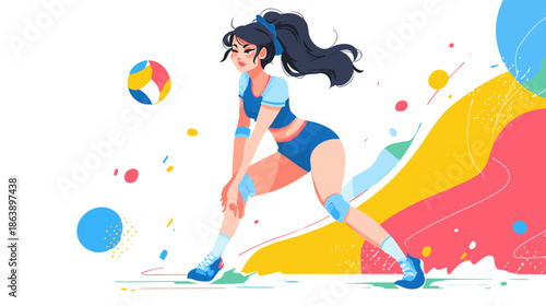 girl play in volleyball vector illustration isolated on white background 