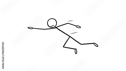 Relaxed Cartoon Man Stick Figure Lying Down Peacefully and Sleeping on Isolated White Background