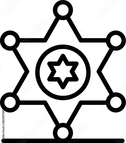 Sheriff star badge containing star of david symbol represents jewish law enforcement officer, symbolizing protection and service within jewish community