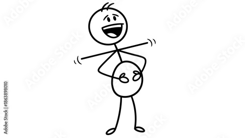 Happy Stick Figure Juggling in a Playful and Energetic Way, Performing on Isolated White Background.