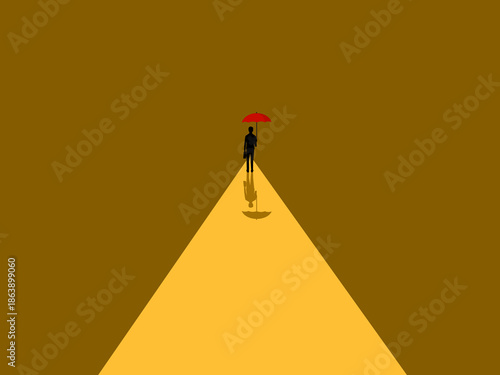 business leader stands alone, holding an umbrella