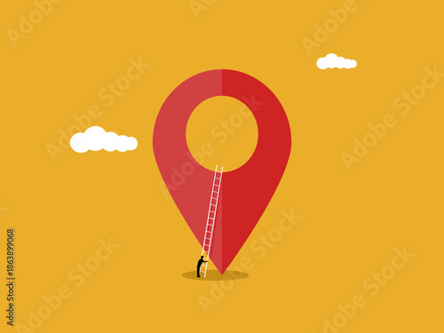 businessman climbed his way up to the pin