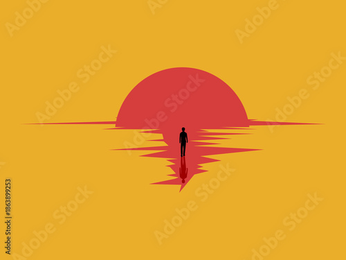 Businesses closing down, businessmen and the sunset.