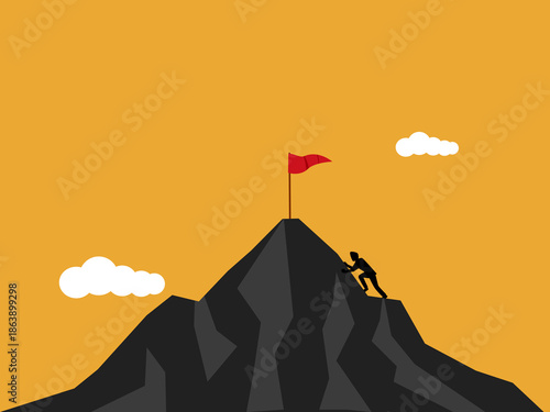 businessman  climb up to the mountaintop