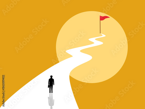 Business people think about planning their future routes