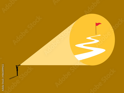 Businessmen use binoculars to look for opportunities ahead