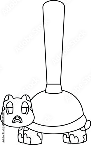 Turtle Plunger Animal Vector Graphic Art Illustration