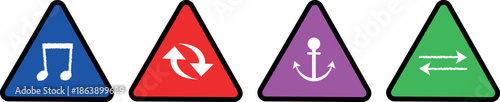 Yellow Warning Triangle Icon and different sign with Exclamation Mark – Caution Alert Road Sign Vector Illustration for Safety, Hazard, and Emergency Awareness