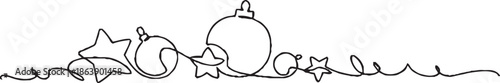 Merry Christmas decoration. Continuous one line art