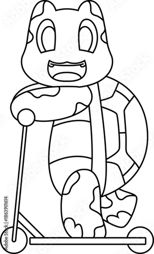 Turtle Kick Scooter Animal Vector Graphic Art Illustration