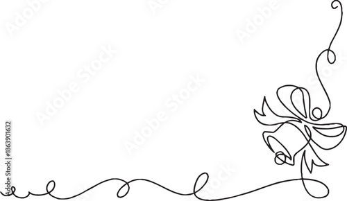 Merry Christmas decoration. Wavy line with Christmas bells